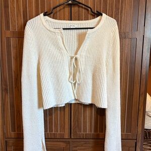 Kimchi Blue Ivory Ribbed Knit Top